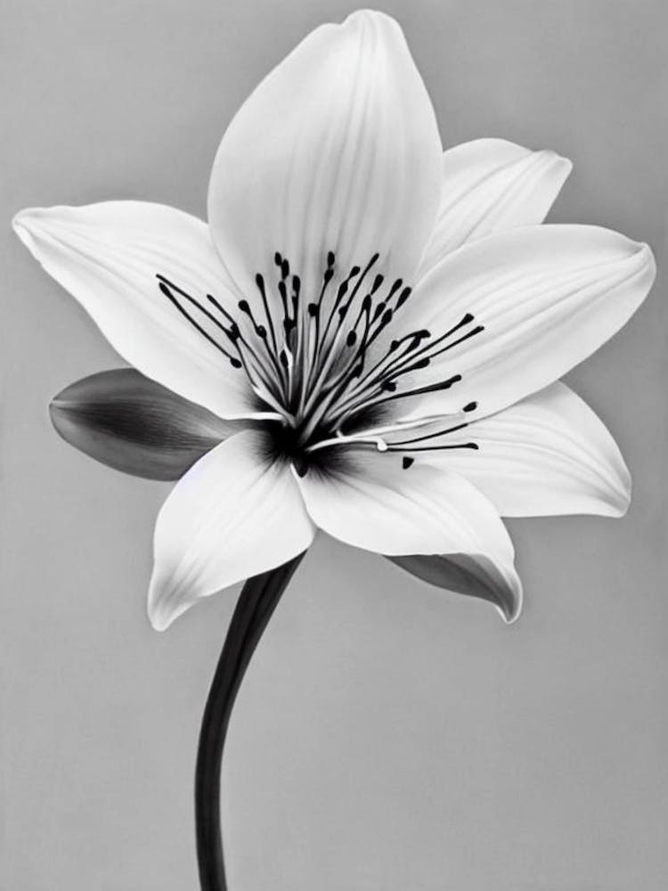Lilies B&W Pencil 3 Flower