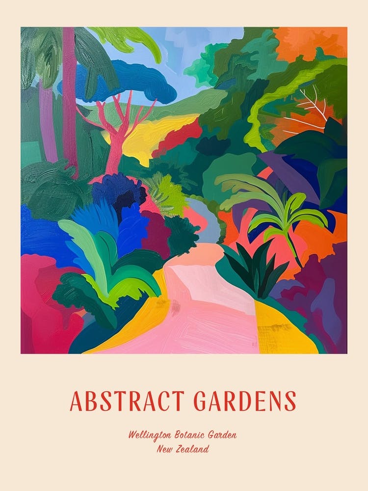 Colourful Gardens Wellington Botanic Garden New Zealand 2 Red Poster