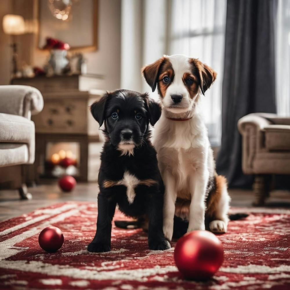 Christmas Dogs In The Living Room