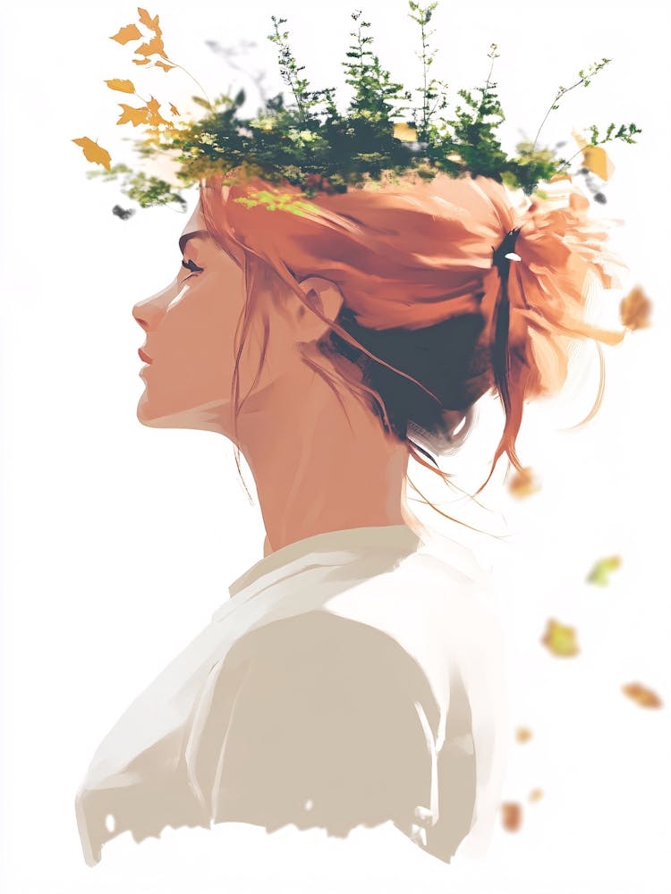 Girl With Flowers On Her Head 1