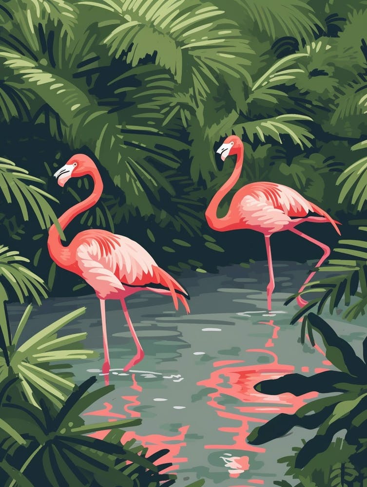 Greater Flamingo Pakistan Tropical Illustration 6