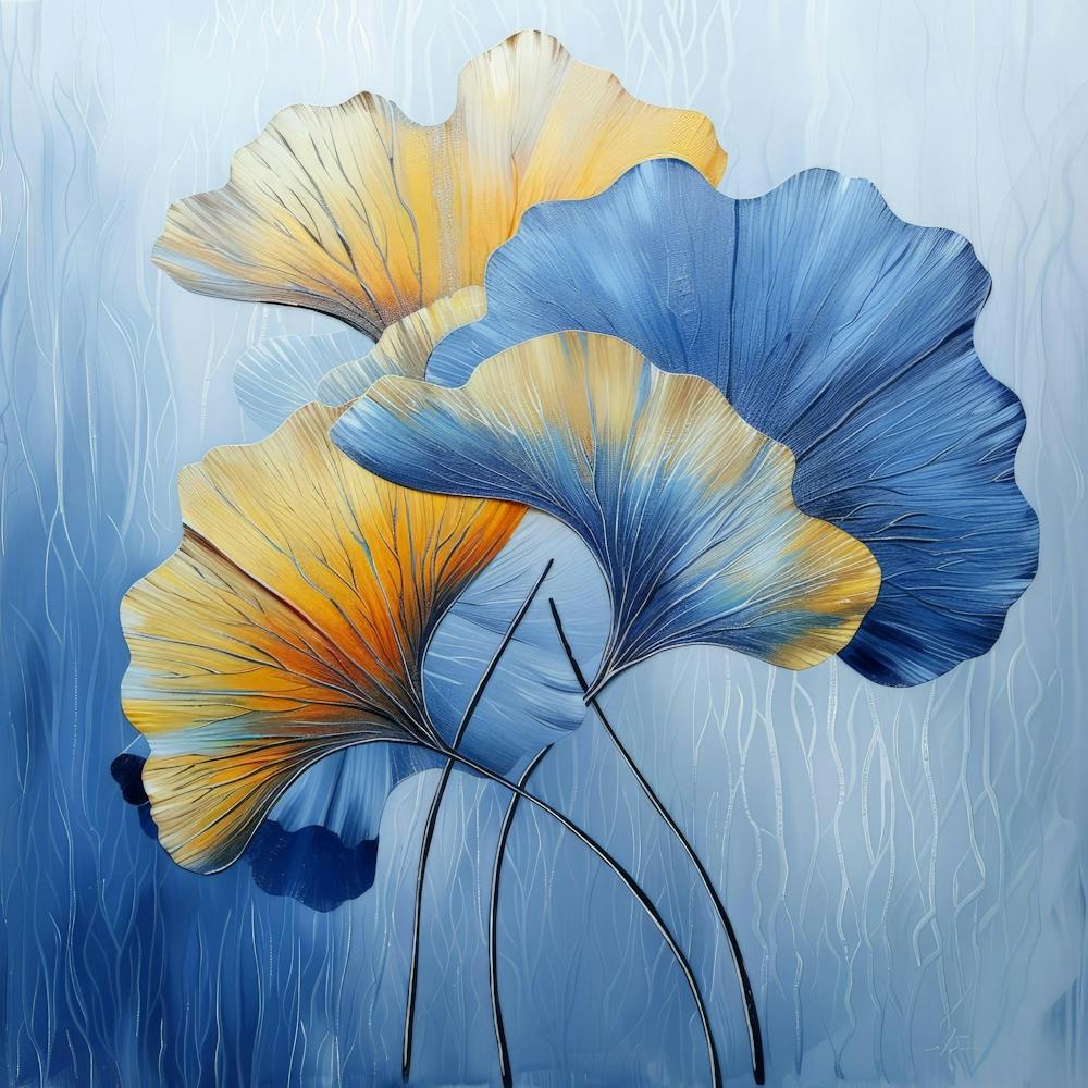 Blue And Yellow Ginkgo Leaves
