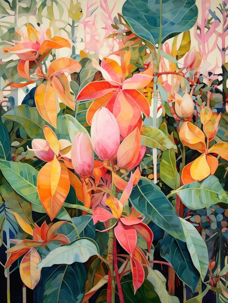 Tropical Plant Painting Rubber Tree Plant 1