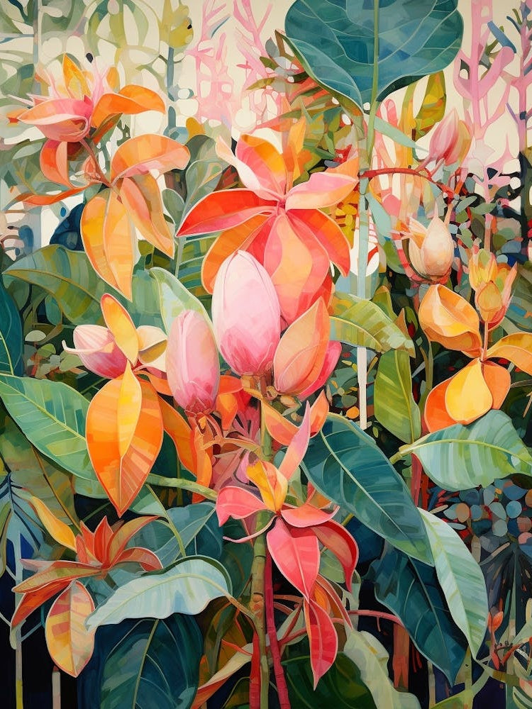 Tropical Plant Painting Rubber Tree Plant 1