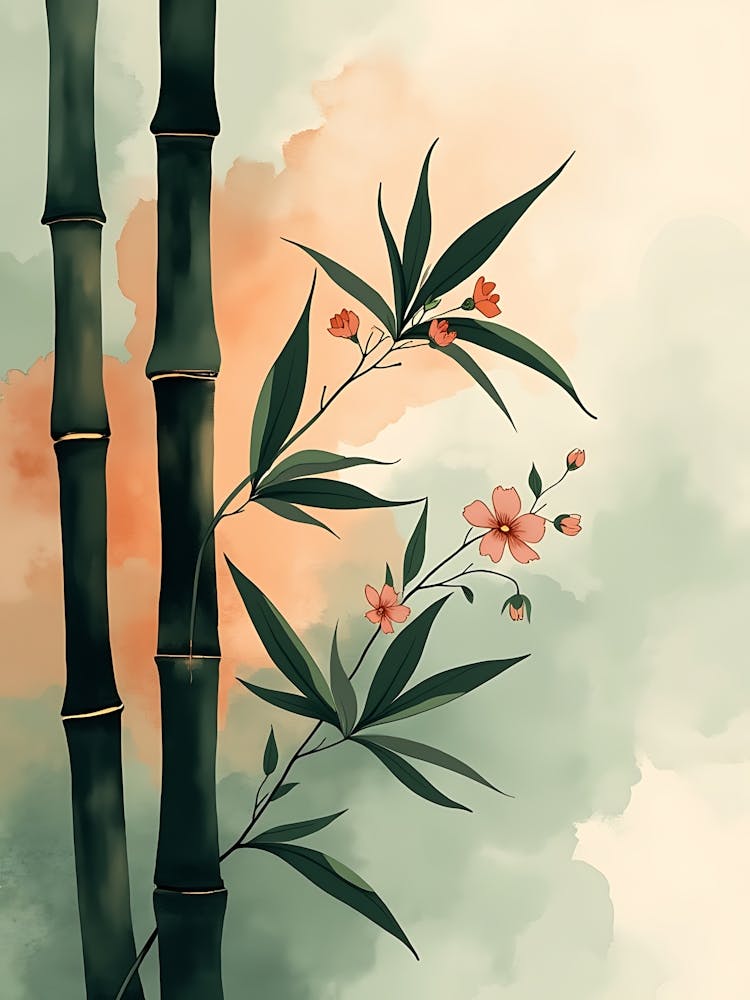 Calm Plant Silhouettes with Earthy Texture