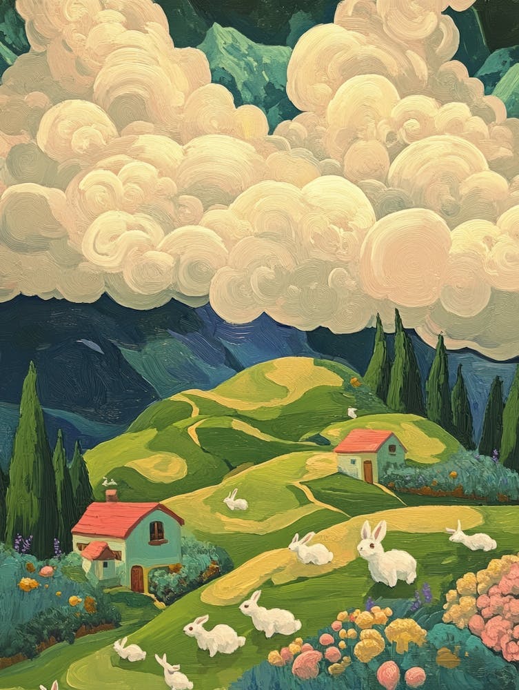 Rabbits In The Field 2