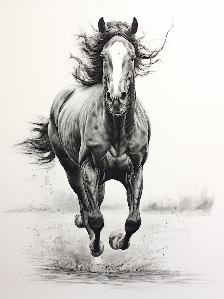 A Horse Painting In The Style Of Stippling 2