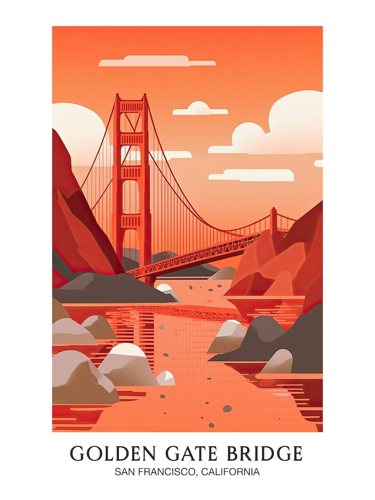 Golden Gate Bridge San Francisco Colourful 4 Travel Poster
