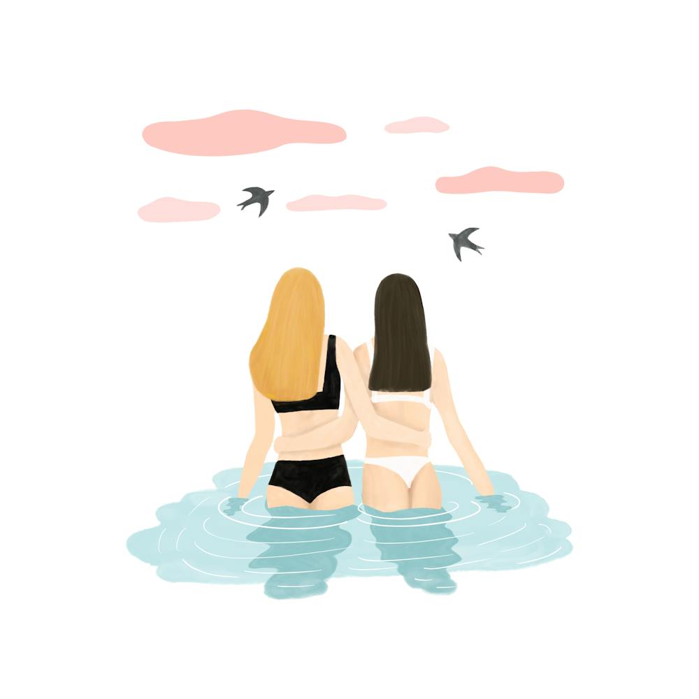 Two Girls In The Sea Square