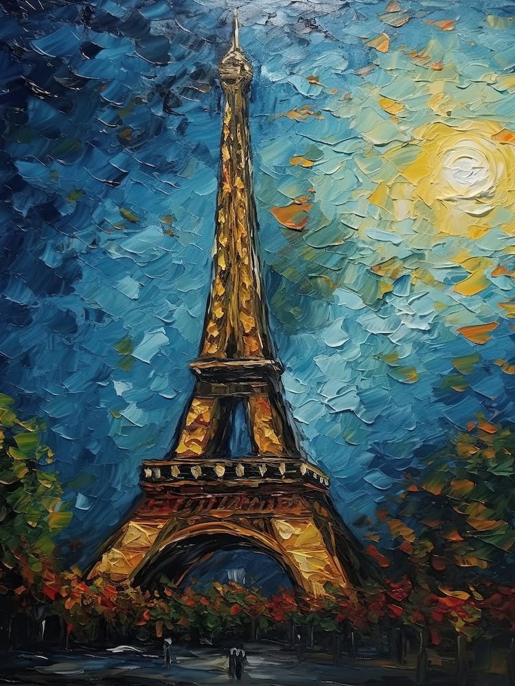 Eiffel Tower Paris France Vincent Van Gogh Style 24