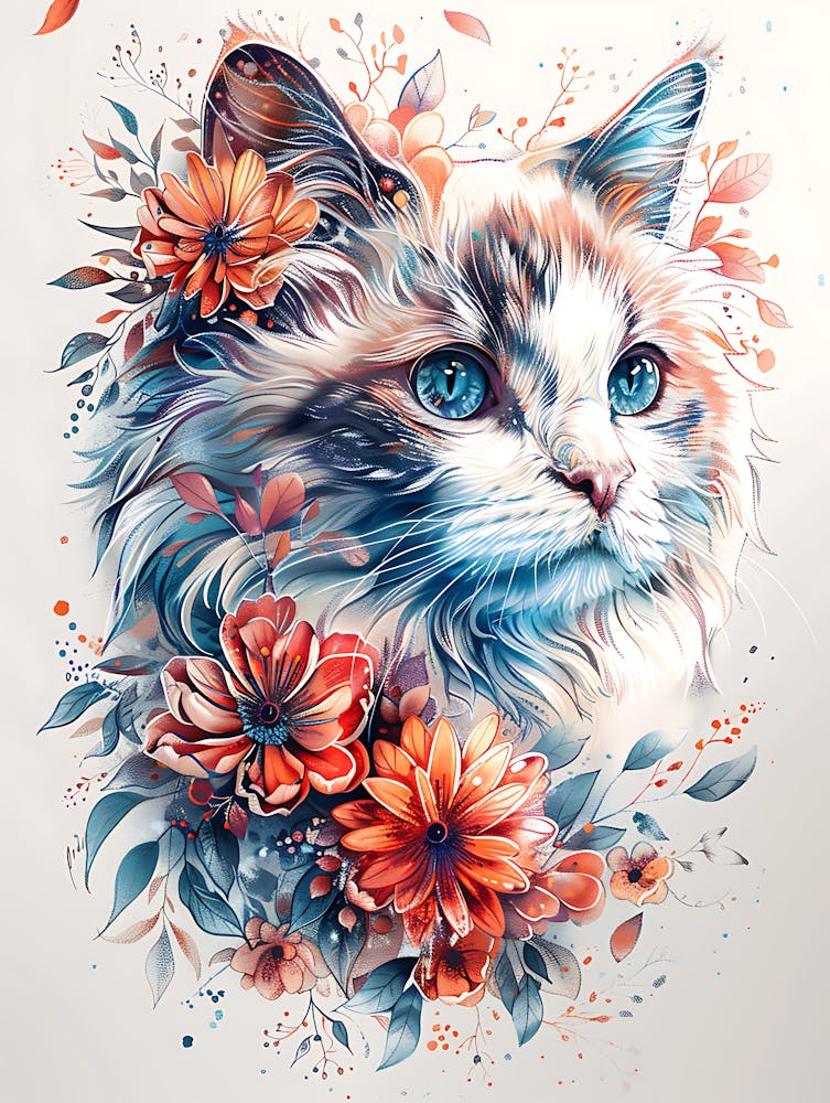 Cat With Flowers 11