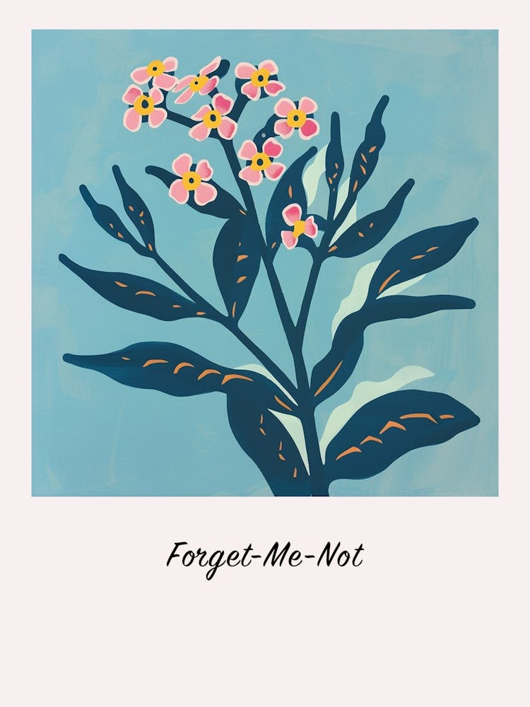 Forget Me Not Square Flower Illustration Poster