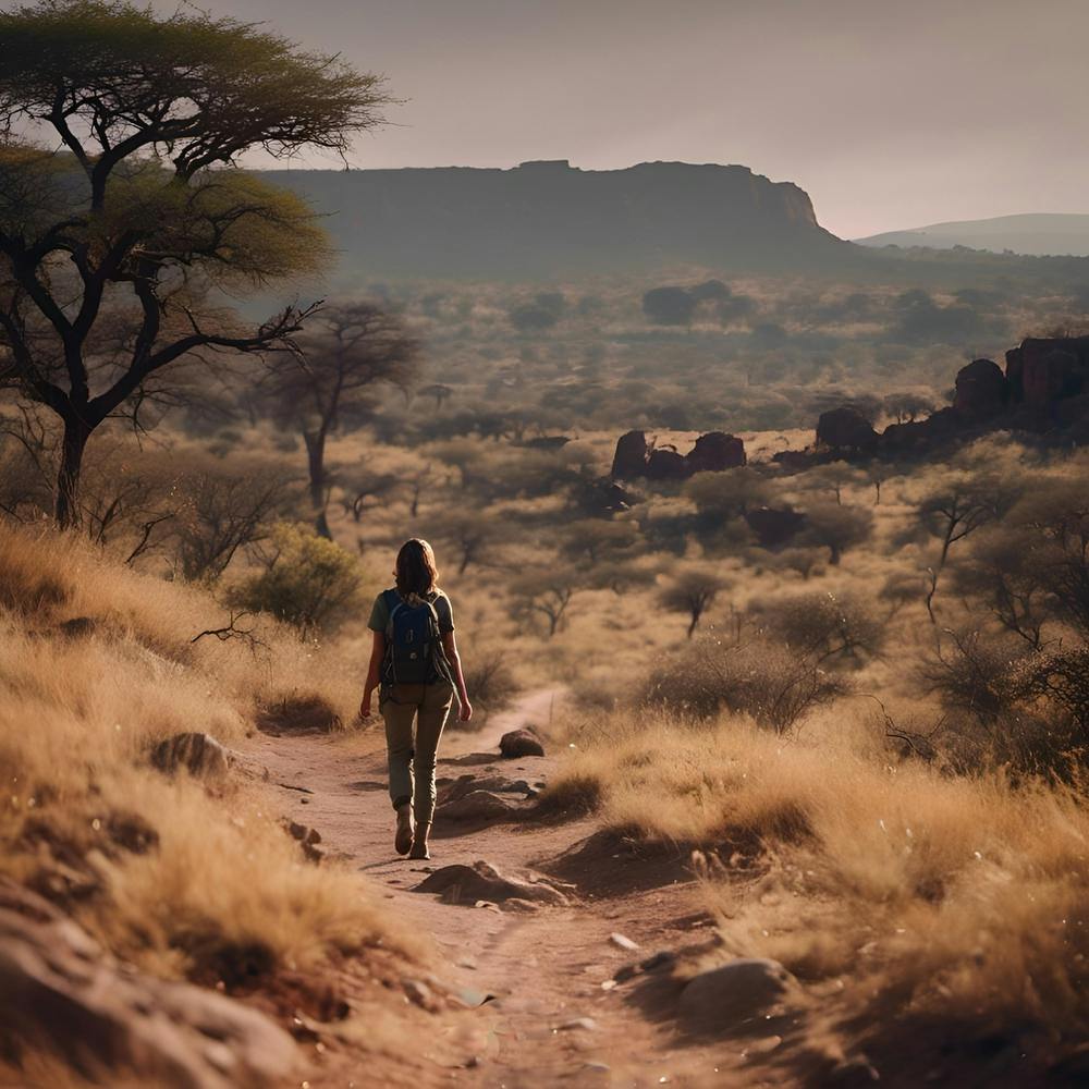 Woman Walking In The Desert