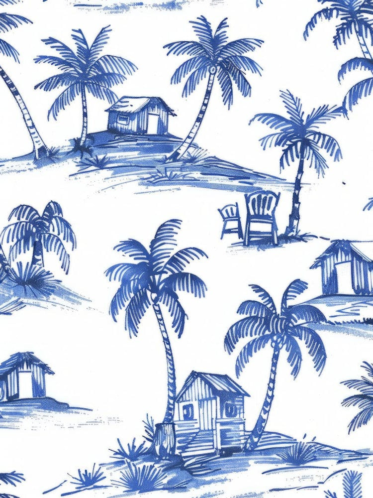 Blue And White Palm Trees 2