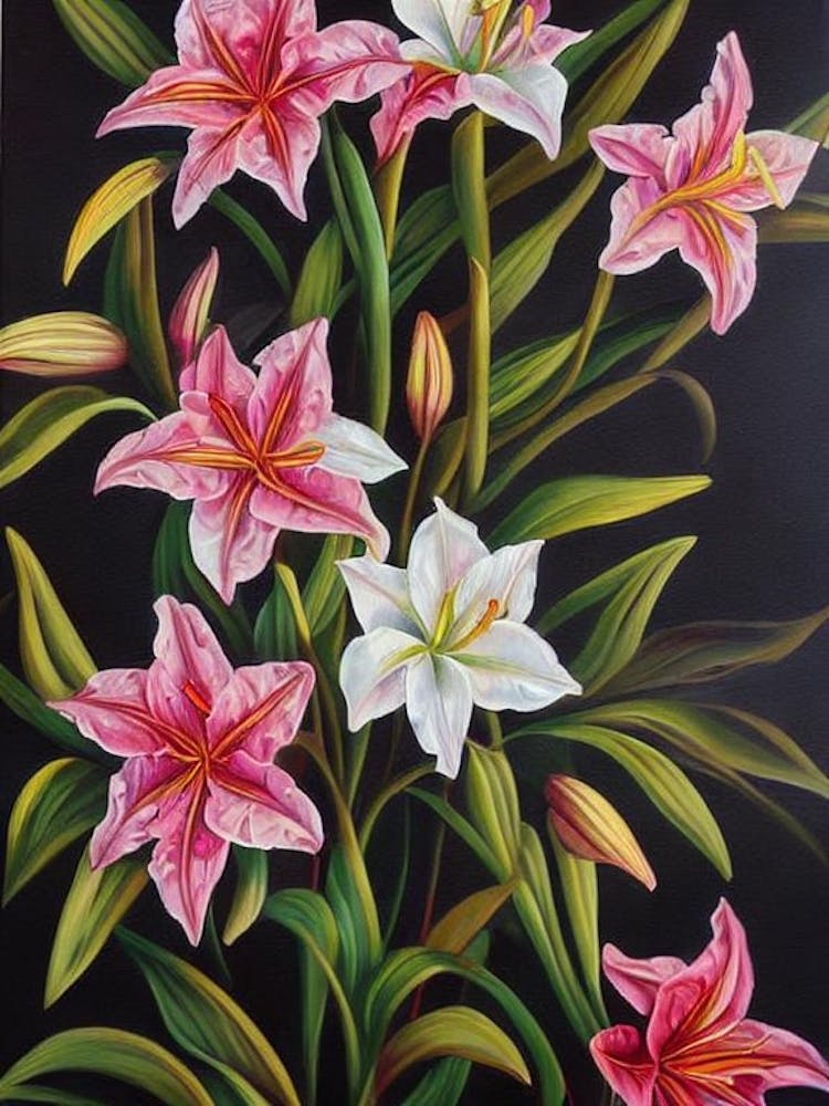 Lilies Still Life Oil Painting Flower