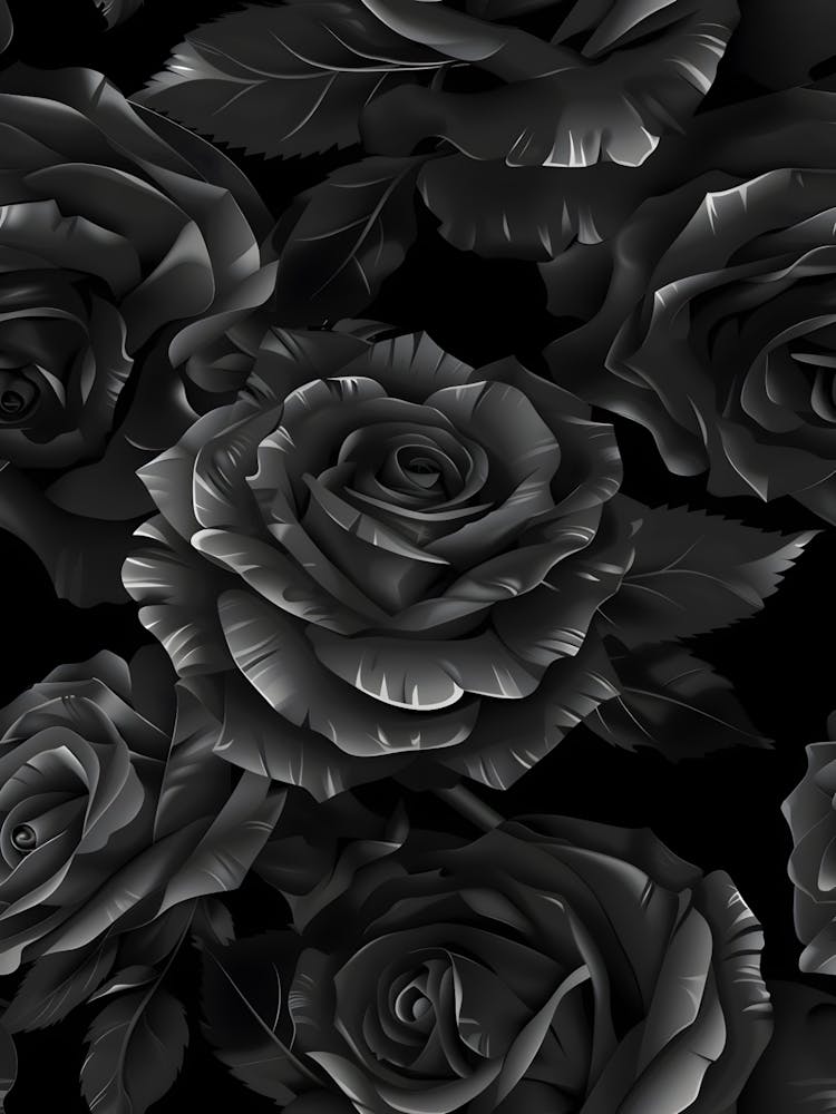 Black Roses On Black Background