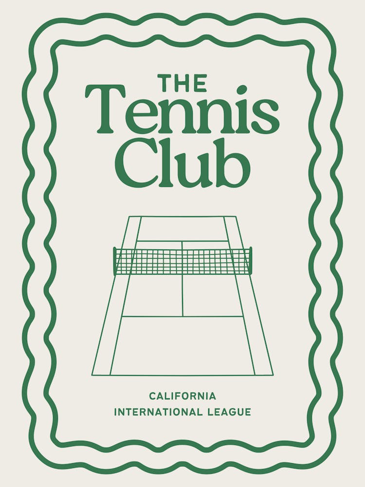 The Tennis Club | Tennis Court Decor | Trendy Preppy Athletic Wall Art | Sporty Art | Beige + Green Sports