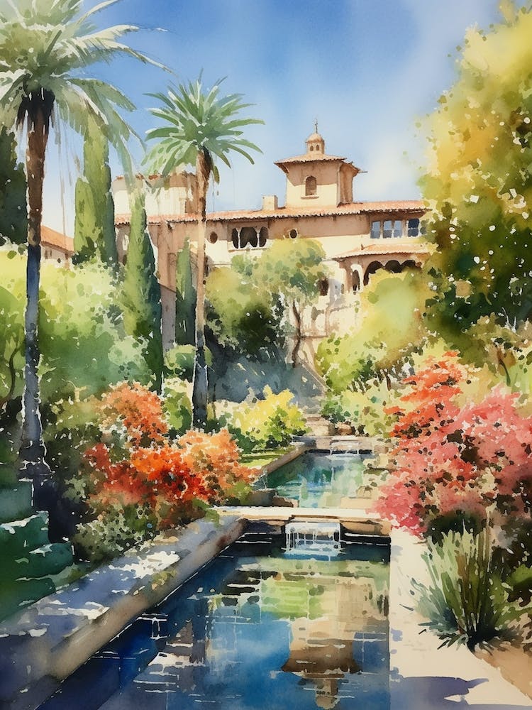 Generalife Gardens Spain Watercolour 2