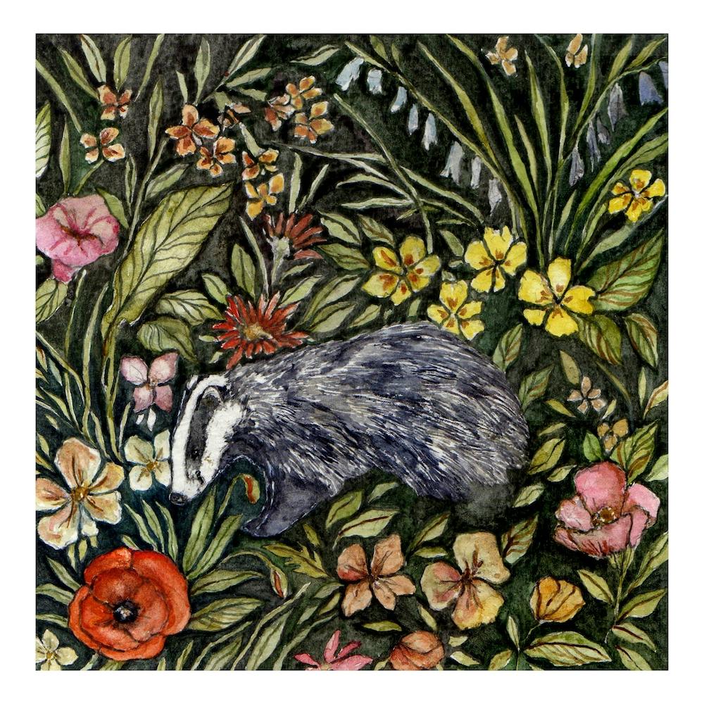 Floral Meadow Badger