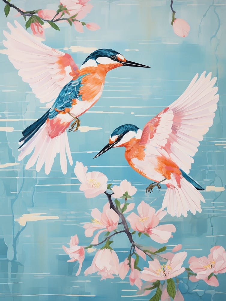 Vintage Japanese Inspired Bird Print Kingfisher 2