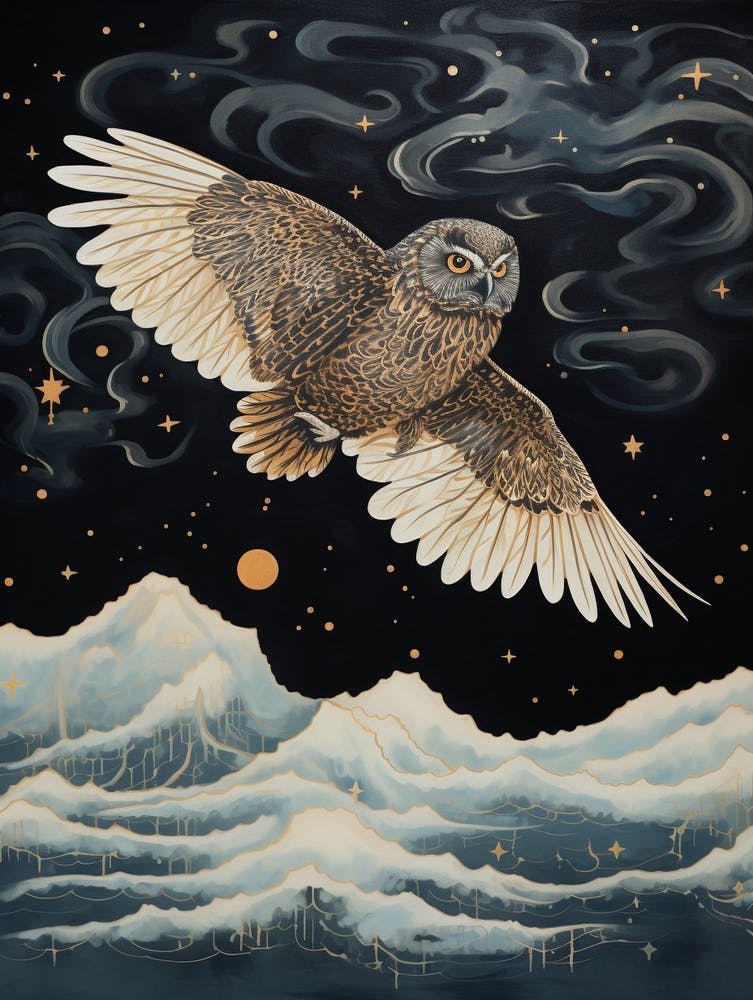 Owl 3 Gold Detail Painting