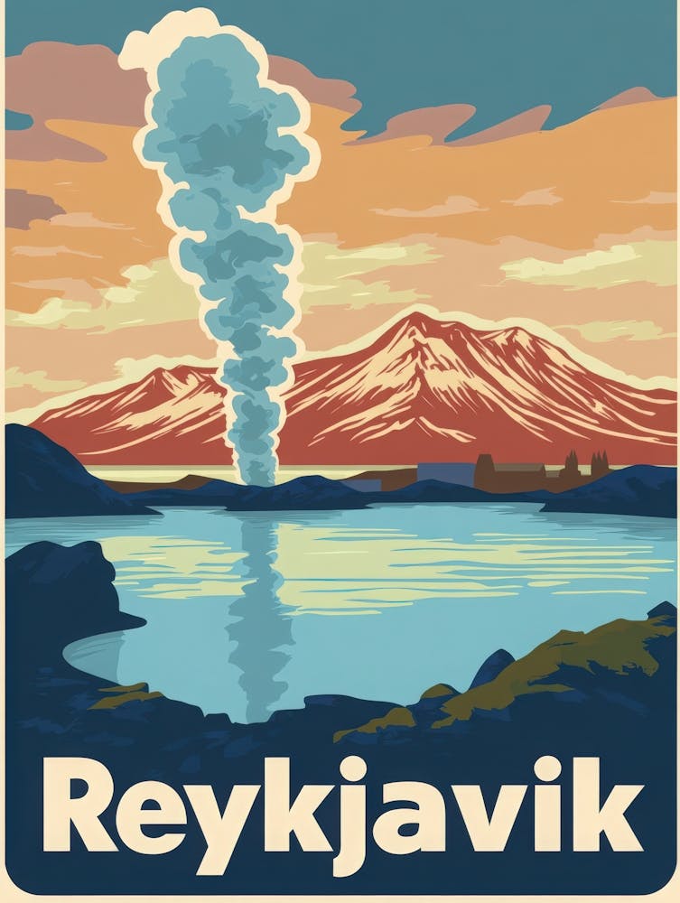 Aihrgdesign A Retro Travel Poster For Reykjavik Featuring The A60e9d07 D7e2 4ad5 Ae9b 4ab9c4a3f91c 1