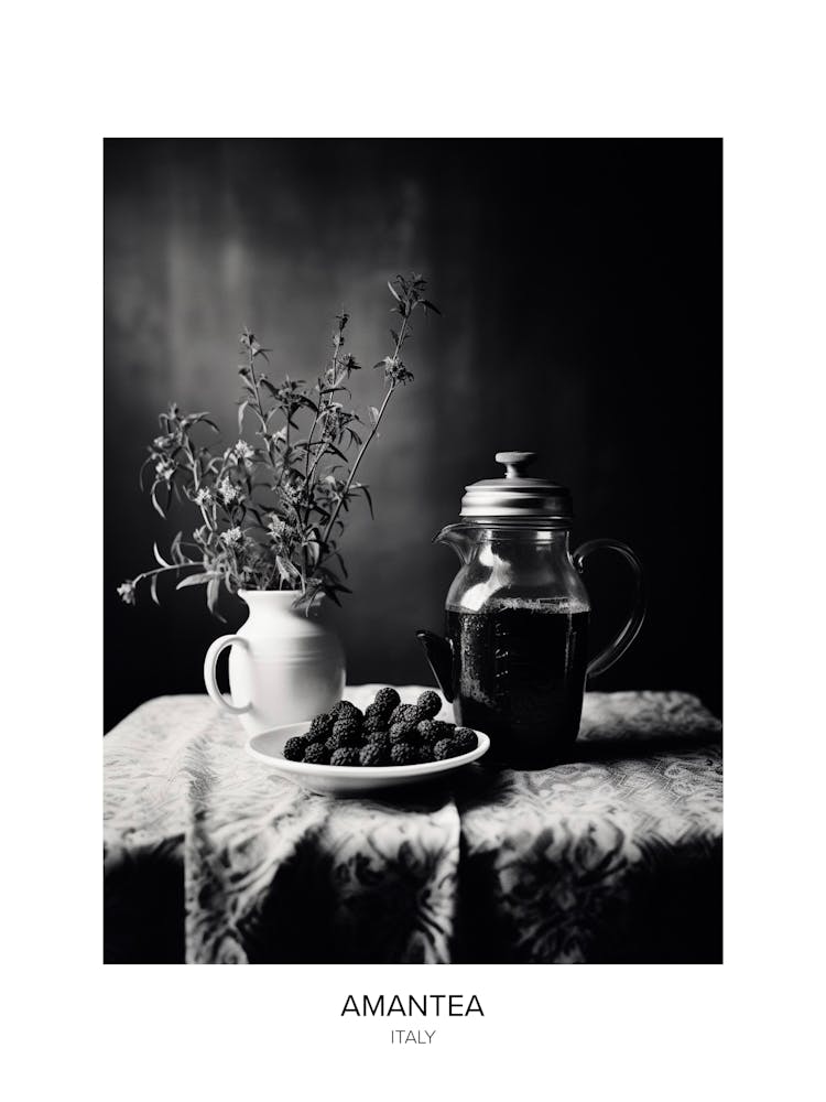 Poster Of Amantea, Italy, Black And White Photo 3