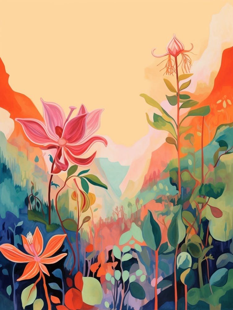 Boho-Wildblumen-Malerei Wilde Akelei 1