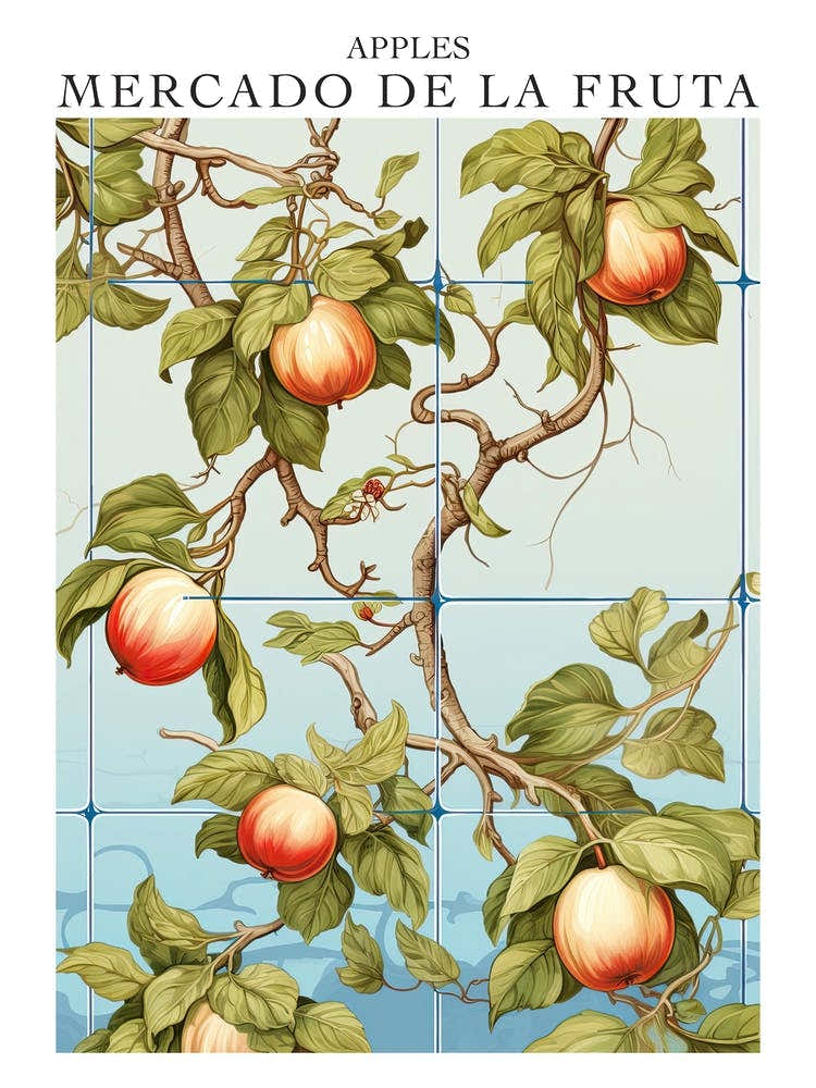 Mercado De La Fruta Apples Illustration 7 Poster