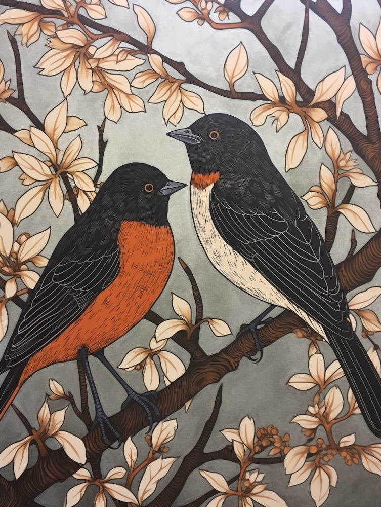 Art Nouveau Birds Poster Blackbird 4