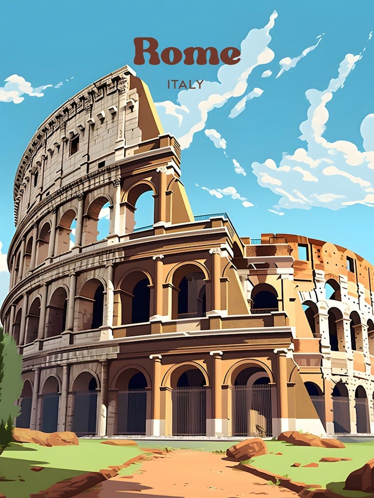 Rome Italy Colosseum Modern Travel Art