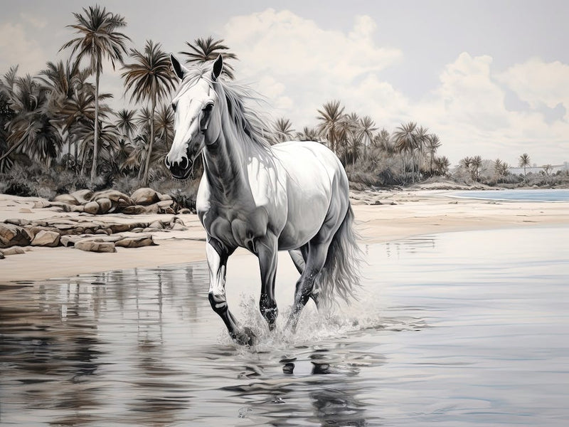 A Horse Oil Painting In Diani Beach, Kenya, Landscape 2
