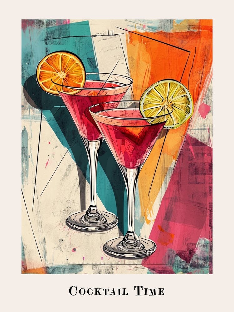 Cocktail Time Tile Watercolour Poster 6