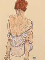 Seated Woman In Underwear, 1917 by Egon Schiele