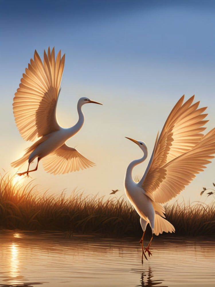Egrets In Flight