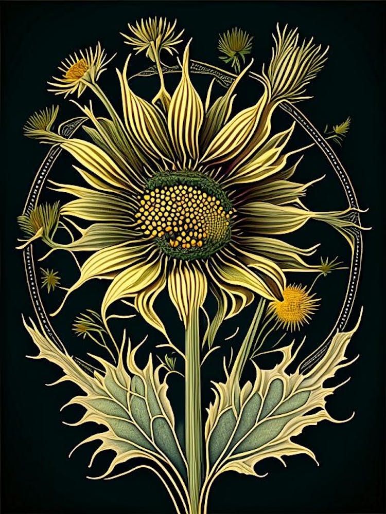 Compass Plant Wildflower Vintage Botanical 1