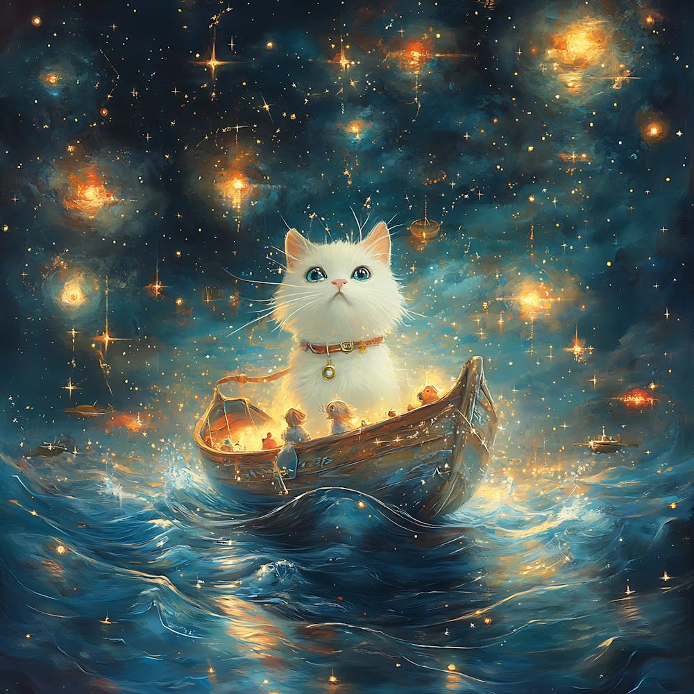 Cat Sailing Starry Sea Fantasy 5