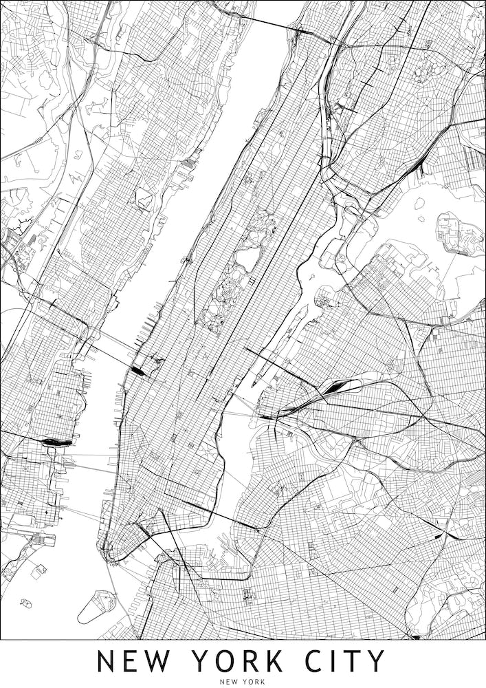 New York White Map