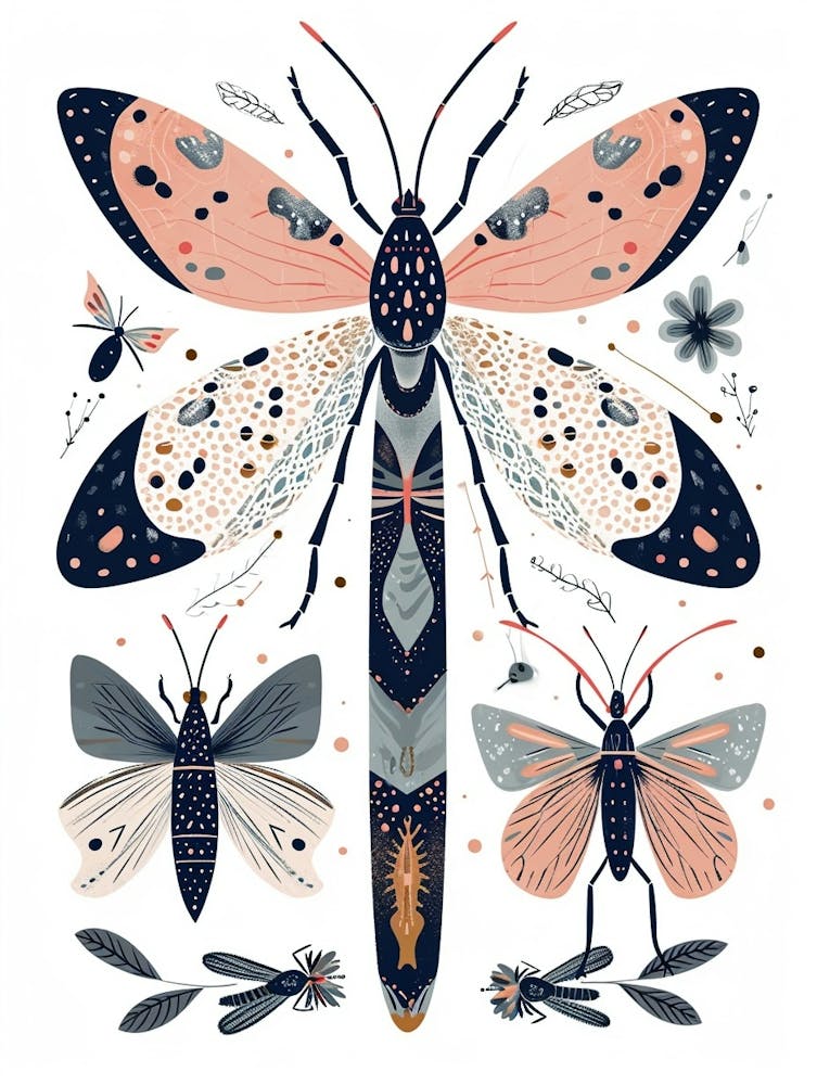 Colourful Insect Illustration Lacewing 10