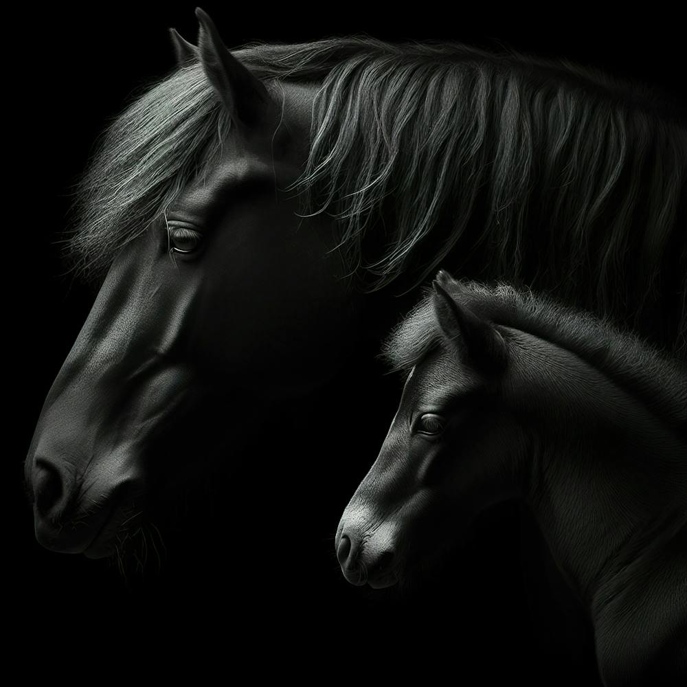 Black Horse And Foal 4