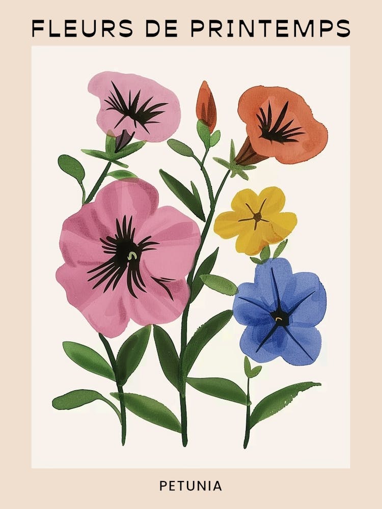 Spring Floral French Poster  Petunia 2