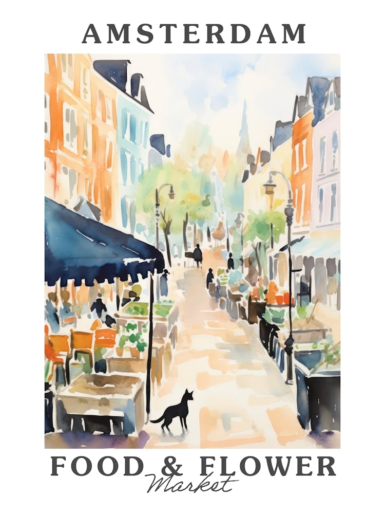 Food Market With Cats In Amsterdam 3 Poster