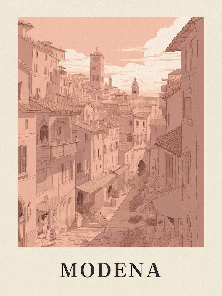 Modena 2 Vintage Pink Italy Poster