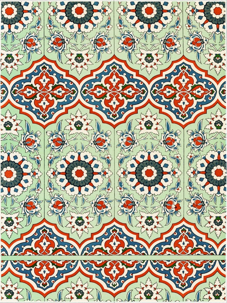 Emile Prisses D’Avennes Pattern, Plate No, 21, Arabe, Digitally Enhanced Lithograph From Own Original 1885