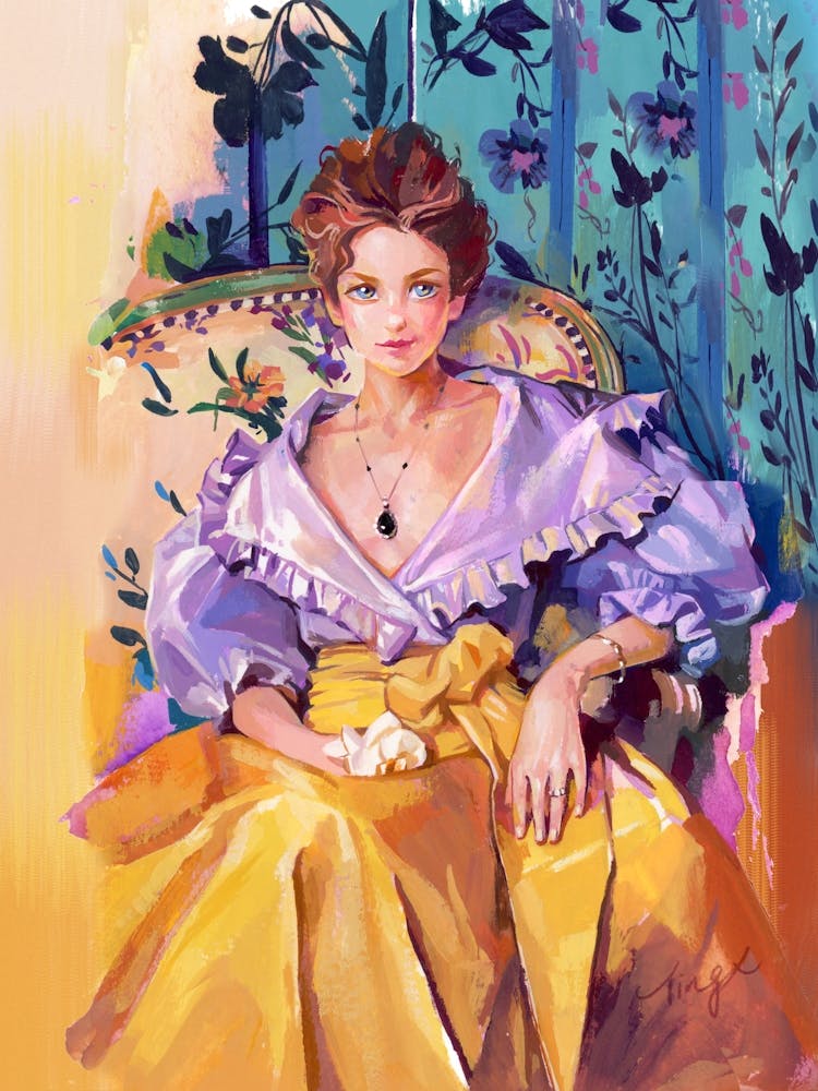 Illustration à la Gouache Lady Nicole