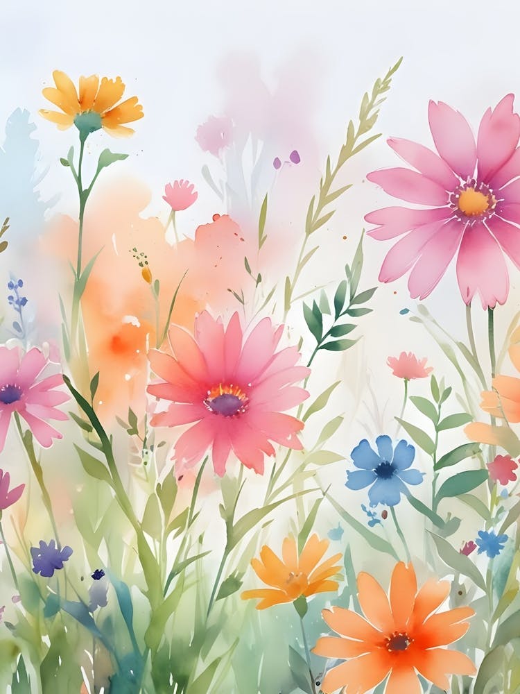 Aquarell Blumengarten 1