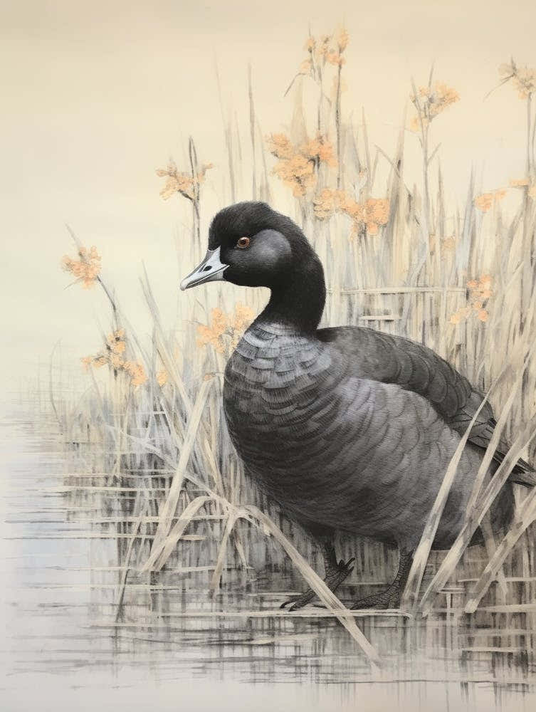 Vintage Bird Drawing Coot 2
