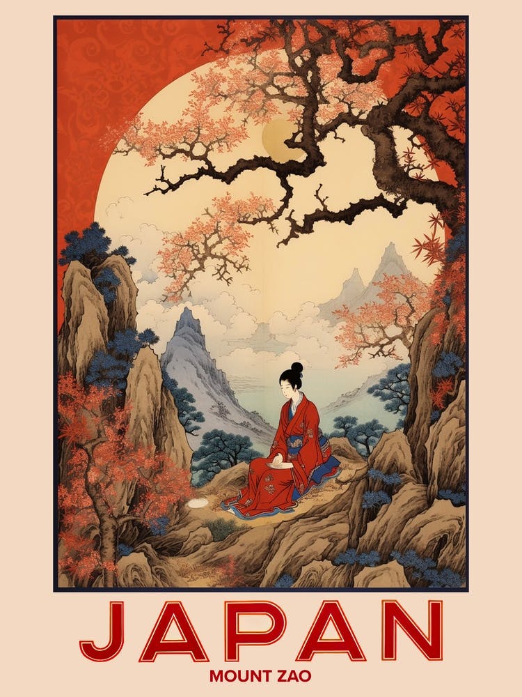 Mount Zao, Visit Japan Vintage Travel Art 4