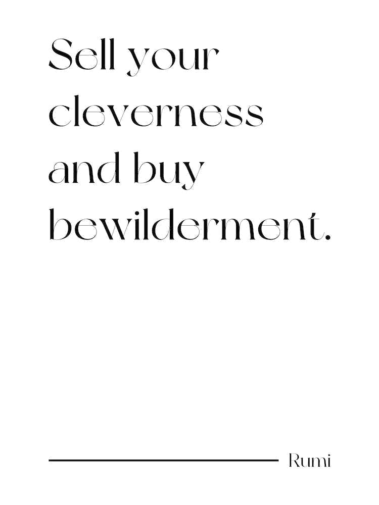 Sell Your Cleverness Buy bewilderment - Rumi