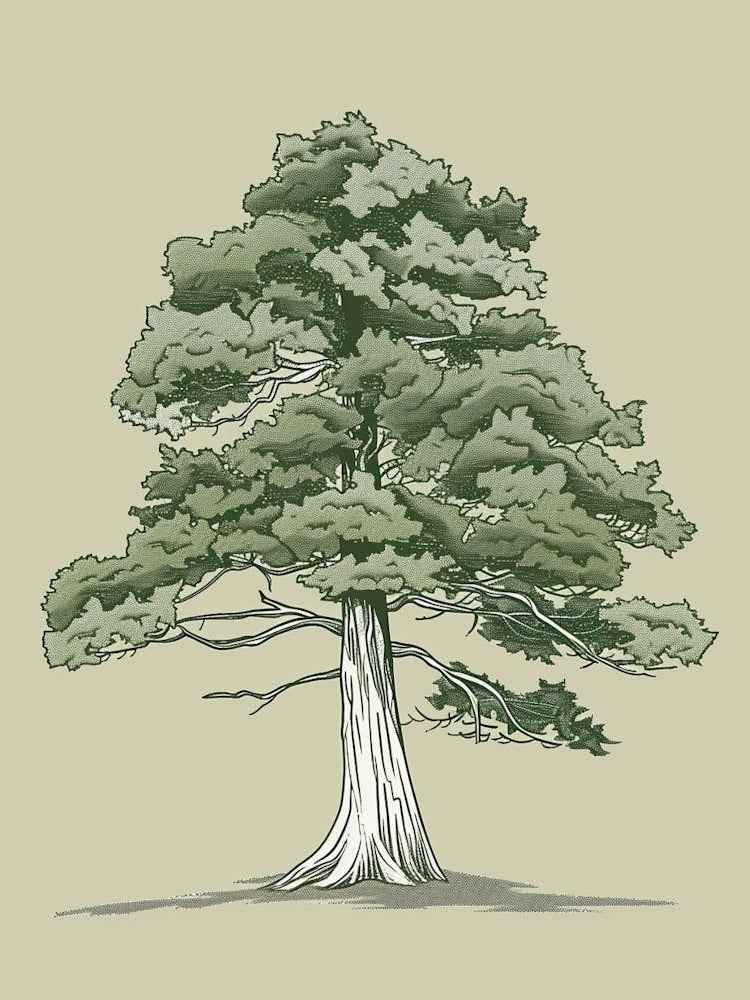 Cedar Tree Minimalistic Drawing 4